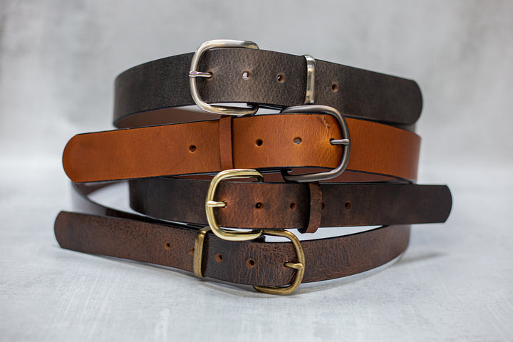 Water Buffalo Leather Belt, 1-1/4" wide, Round Buckle [Quick Ship]
