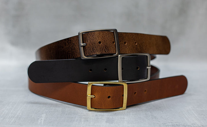 Water Buffalo Leather Belt, 1-1/4" wide, Square Buckle [Quick Ship]