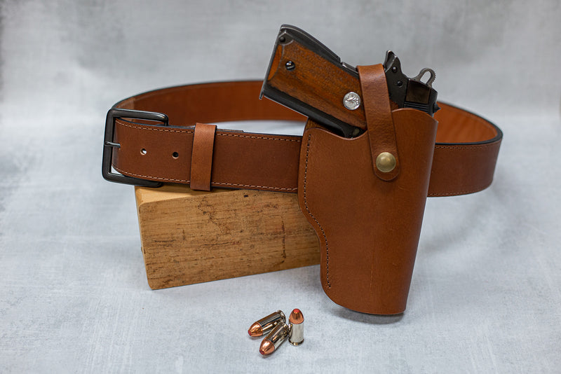 Water Buffalo Heavy-Duty Leather Belt, 1-3/4" wide, Square Buckle | Perfect for Concealed Carry