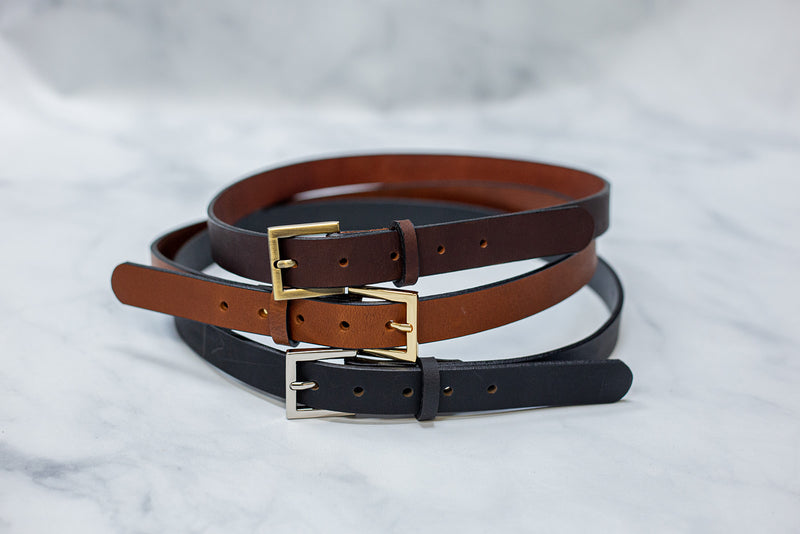 Water Buffalo Leather Belt, 1" wide, Square Buckle [Quick Ship]