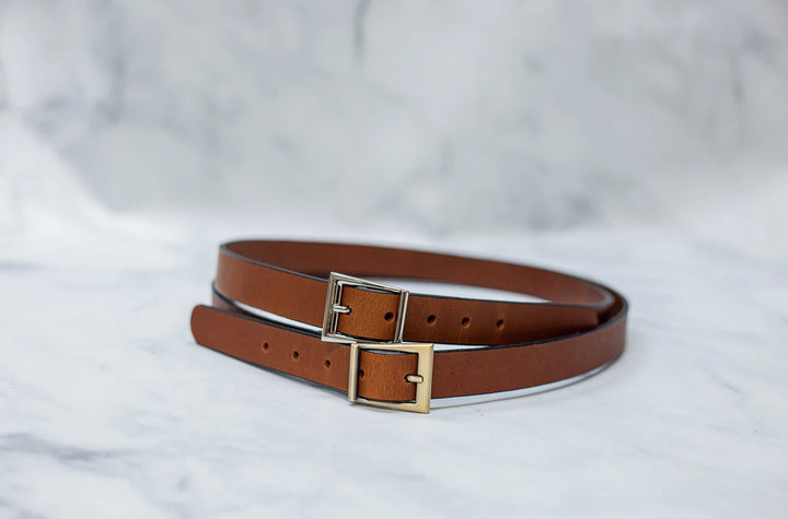 Water Buffalo Leather Belt, 1" wide, Abstract Buckle [Quick Ship]
