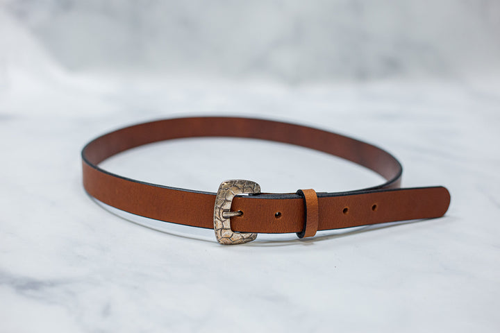 Water Buffalo Leather Belt, 1" wide, Tortoise Shell Buckle [Quick Ship]