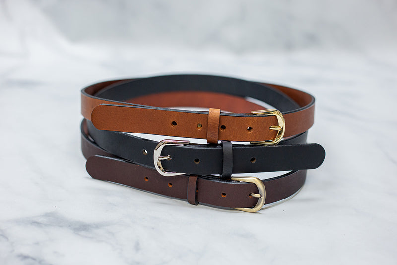 Water Buffalo Leather Belt, 1" wide, Round Buckle [Quick Ship]