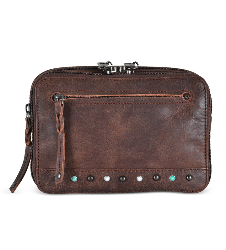 Style "Kailey" | Concealed Carry Leather Waist Pack | Mahogany with Studs - Full Grain Leather | By Lady Conceal