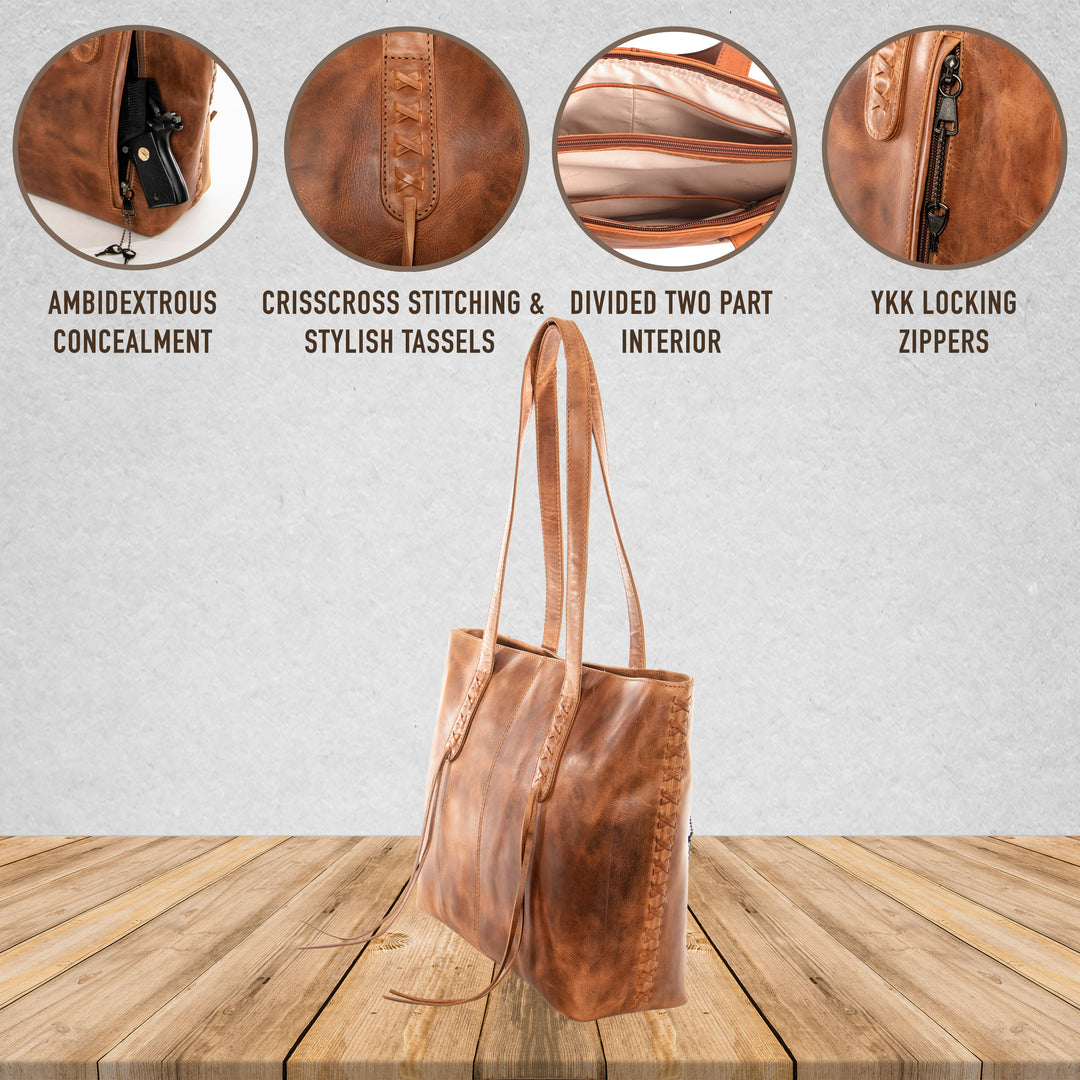 Norah | Concealed Carry Leather Tote, Shoulder Bag