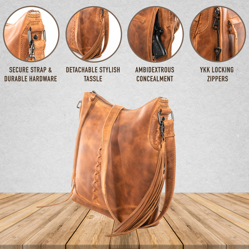 Style "Blake" | Concealed Carry Crossbody in Full-Grain Leather | Product Overview| By Lady Conceal
