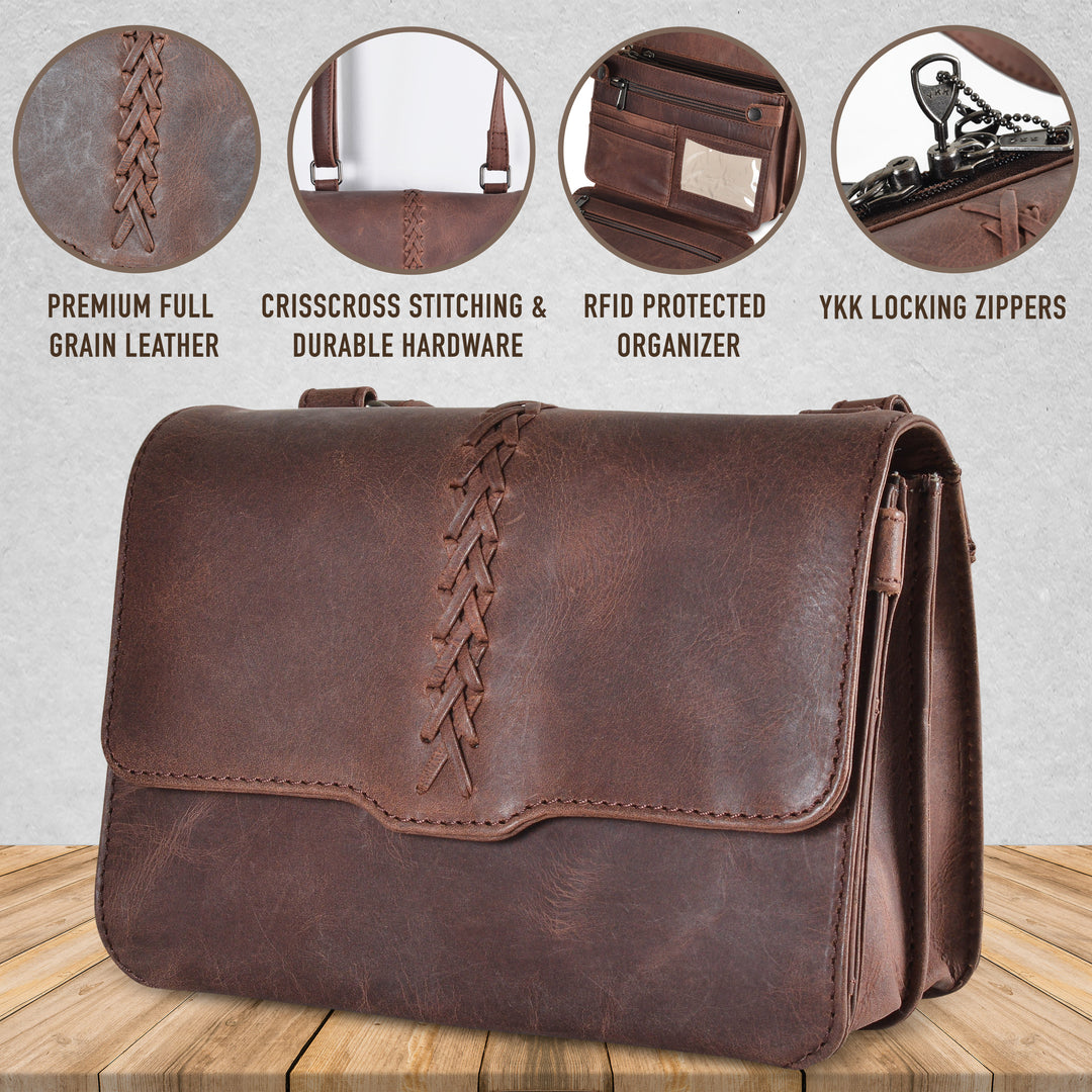 Style "Jolene" | Concealed Carry Crossbody/Shoulder Bag | Feature Overview | Full Grain Leather | By Lady Conceal