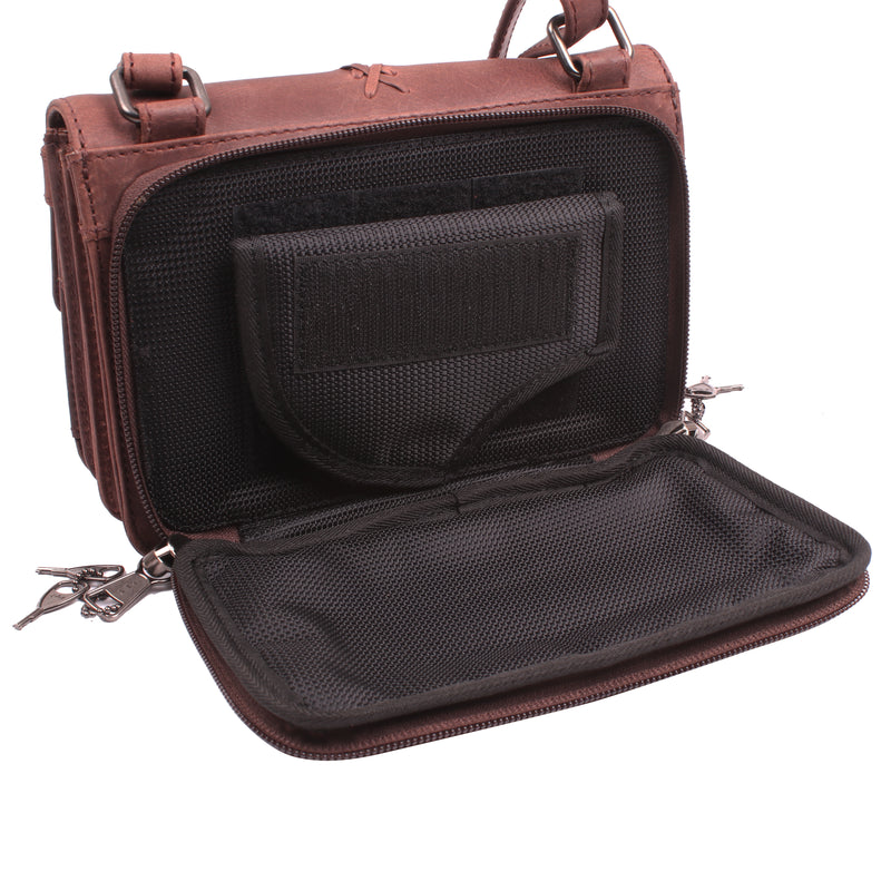 Style "Jolene" | Concealed Carry Crossbody/Shoulder Bag | Zippered Concealment Pocket | Full Grain Leather | By Lady Conceal