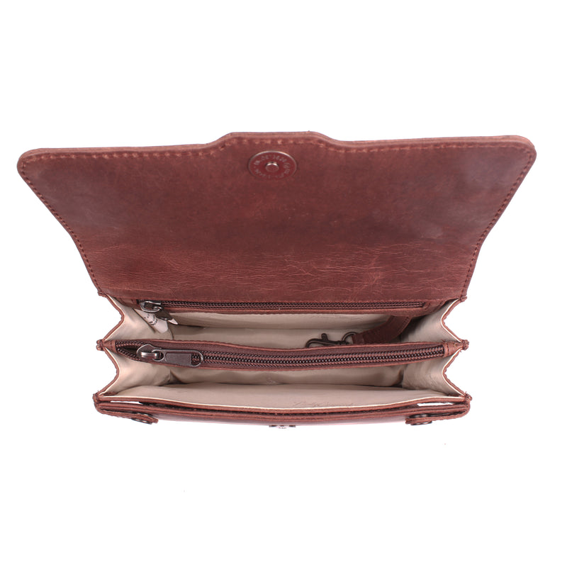 Style "Jolene" | Concealed Carry Crossbody/Shoulder Bag | Top View | Full Grain Leather | By Lady Conceal