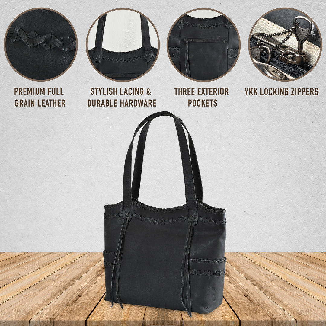 Style "Kendall" | Concealed Carry Tote/Shoulder Bag/Crossbody Overview | Full Grain Leather | By Lady Conceal