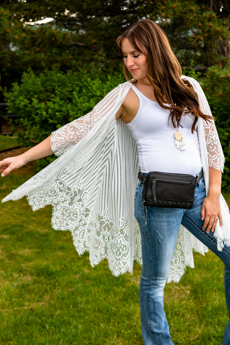 Model Wearing Style "Kailey" | Concealed Carry Leather Waist Pack | Full Grain Leather | By Lady Conceal