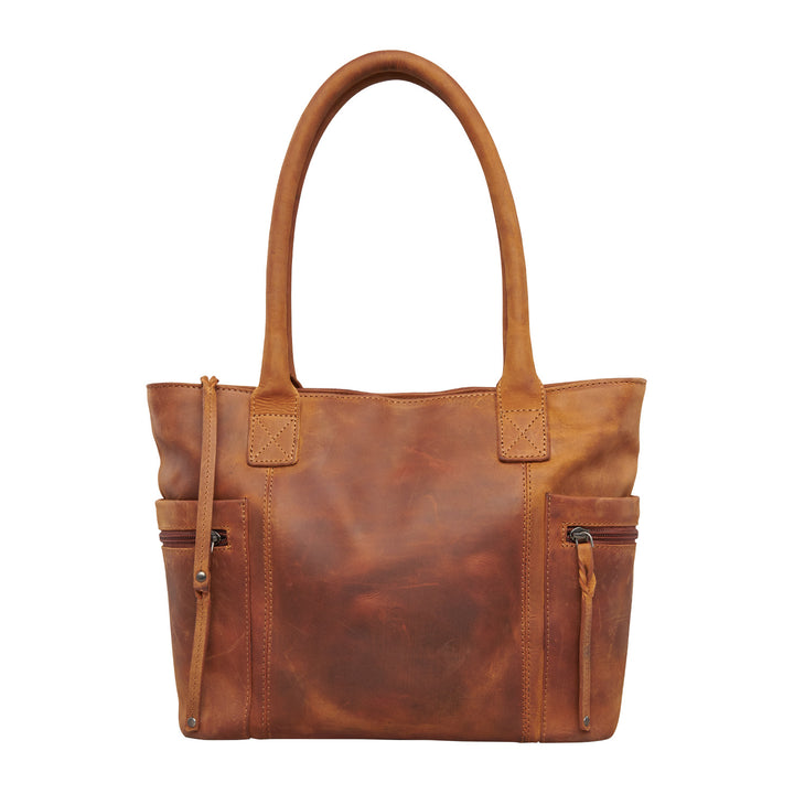 Style "Emerson" | Concealed Carry Tote/Shoulder Bag/Crossbody | Cognac Full Grain Leather | By Lady Conceal