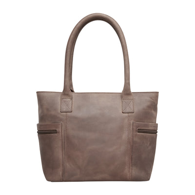 Style "Emerson" | Concealed Carry Tote/Shoulder Bag/Crossbody | Gray Full Grain Leather | By Lady Conceal