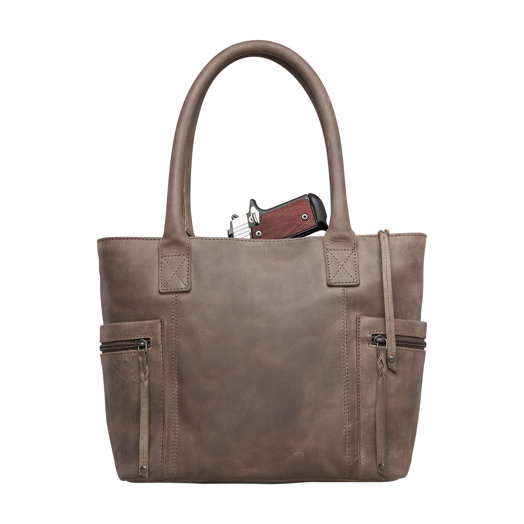 Style "Emerson" | Concealed Carry Tote/Shoulder Bag/Crossbody | Full Grain Leather w/handgun | By Lady Conceal
