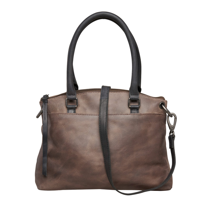 Whitley | Two-Tone Concealed Carry Leather Satchel or Shoulder Bag | Full Grain Leather | Large Bag | Locking Exterior Concealment Pocket
