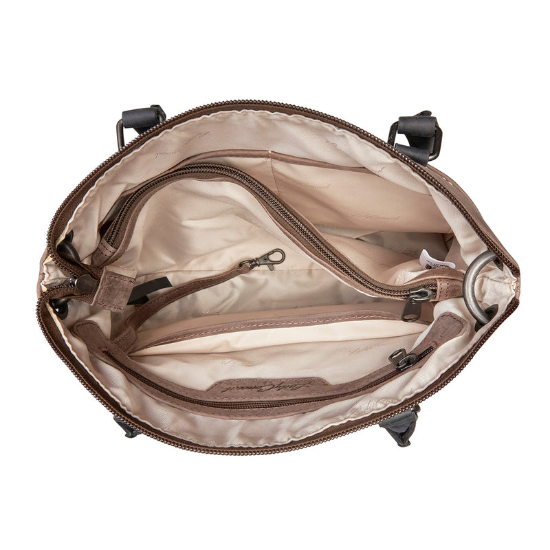 Whitley | Two-Tone Concealed Carry Leather Satchel or Shoulder Bag | Full Grain Leather | Large Bag | Locking Exterior Concealment Pocket