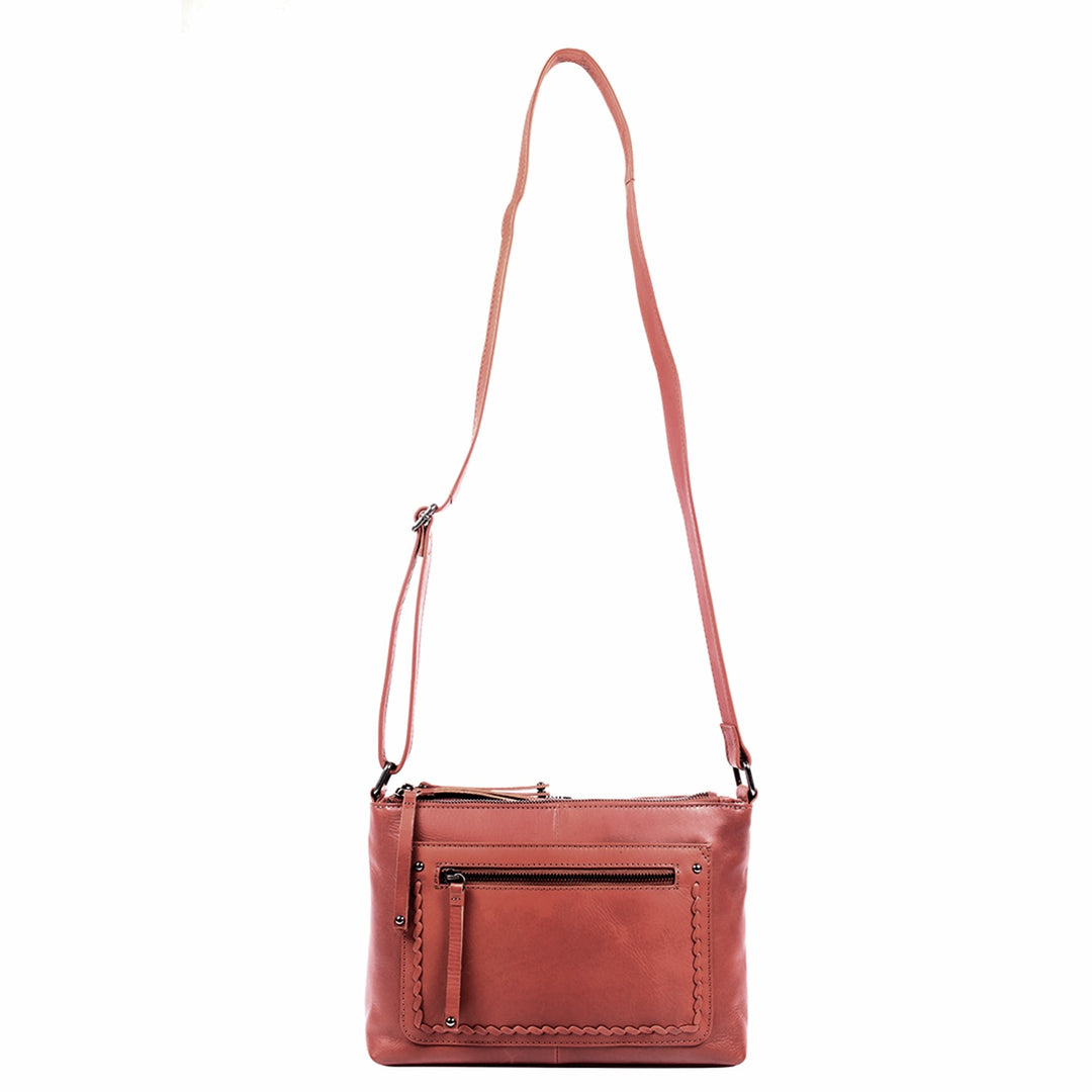 Tatum | Concealed Carry Leather Crossbody or Shoulder Bag | Lace Accent | Full Grain Leather | Locking Exterior Concealment Pocket