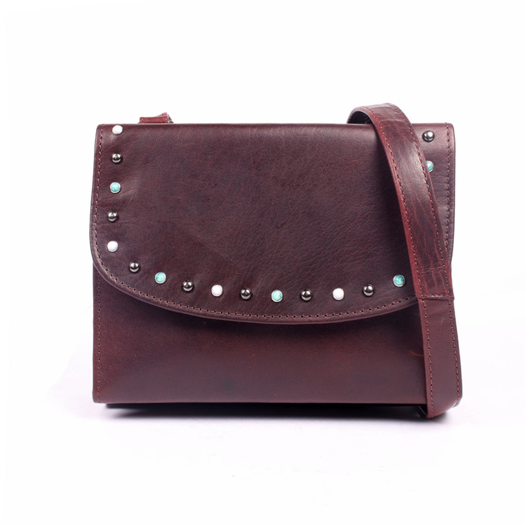 Raelynn | Concealed Carry Buffalo Leather Crossbody or Shoulder Bag Organizer | Stud Accent | Locking Exterior Concealment Pocket