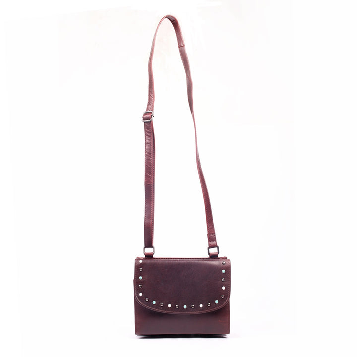 Raelynn | Concealed Carry Buffalo Leather Crossbody or Shoulder Bag Organizer | Stud Accent | Locking Exterior Concealment Pocket