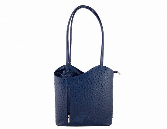 Convertible Handbag in Ostrich Print Leather