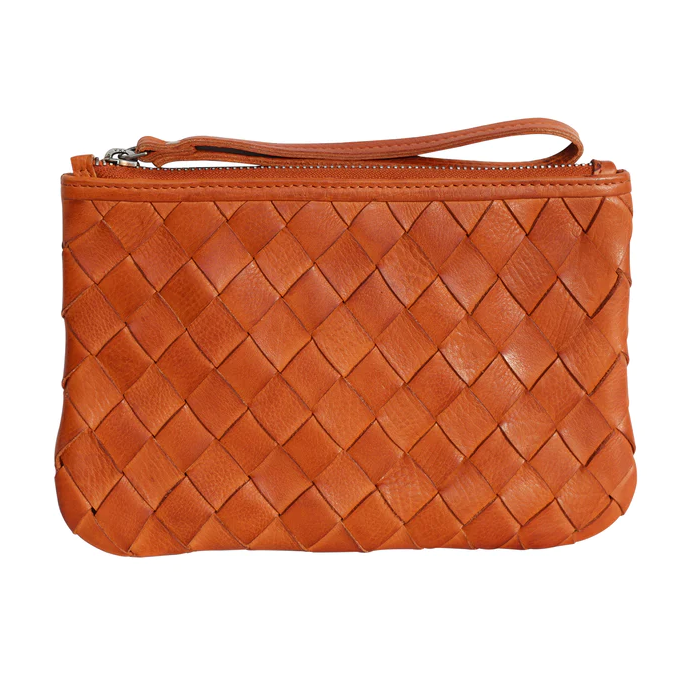 Amara Leather Woven Clutch