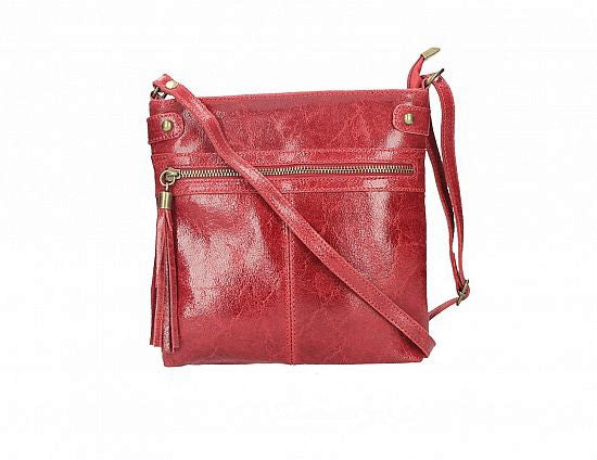 Leather Cross-body | crushed texture | Red