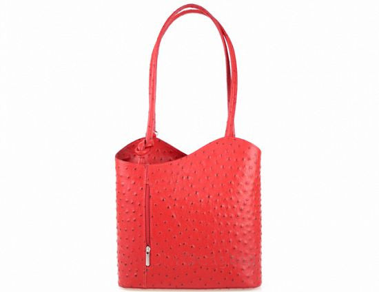 Convertible Handbag in Ostrich Print Leather