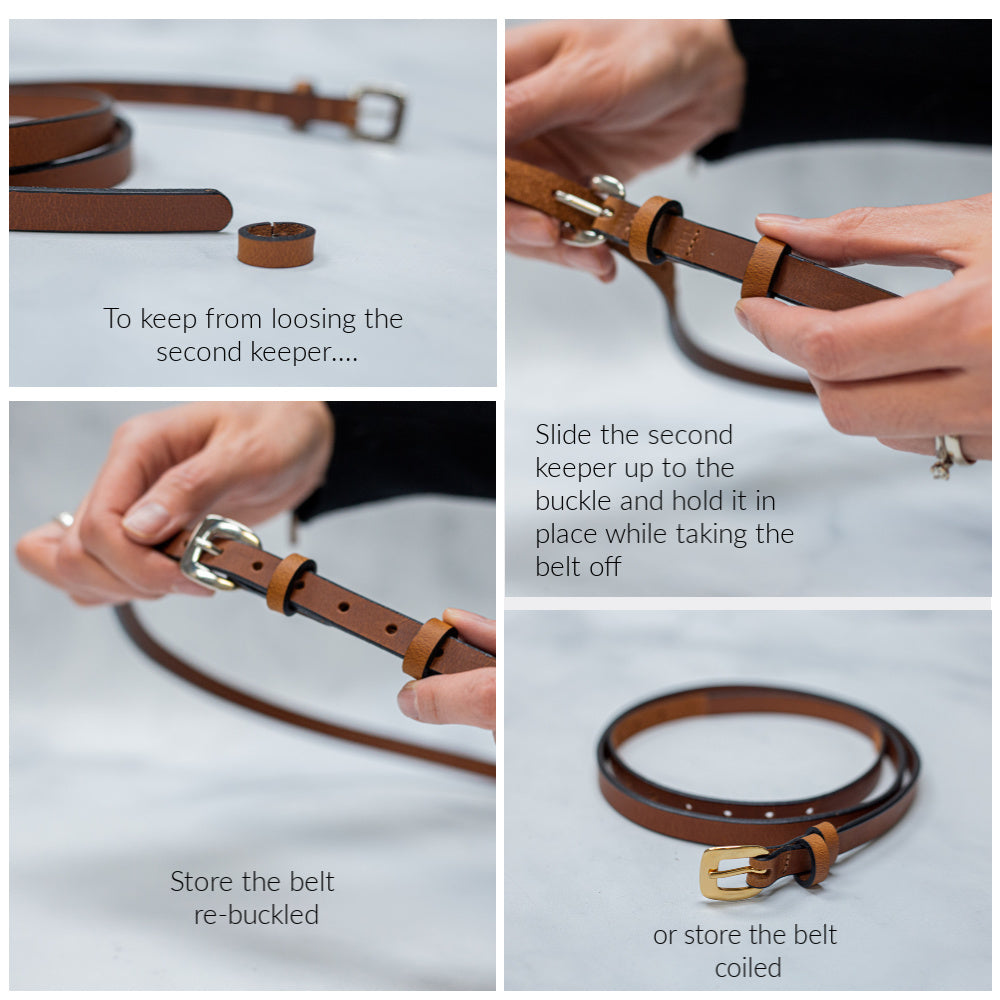 Womens 1/2" Leather Skinny Belt, Round Buckle [Quick Ship]