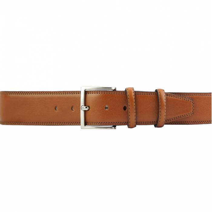 Italian Leather Dress Belt, Double Stitched, 1-1/4" wide