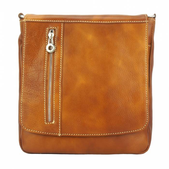Compact Messenger Bag, Marbled Leather