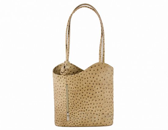 Convertible Handbag in Ostrich Print Leather