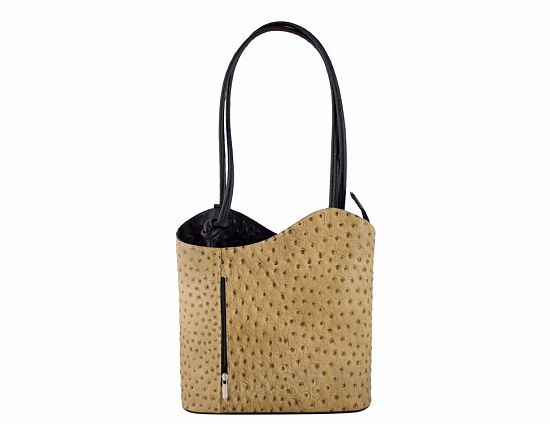 Convertible Handbag in Ostrich Print Leather