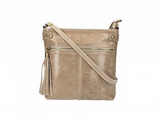Leather Cross-body | crushed texture | Taupe