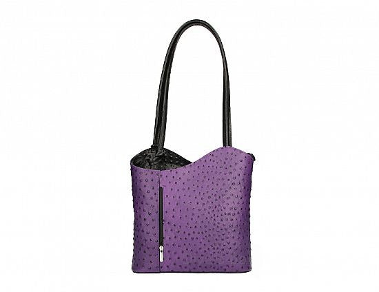 Convertible Handbag in Ostrich Print Leather