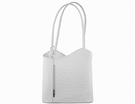 Convertible Handbag in Ostrich Print Leather