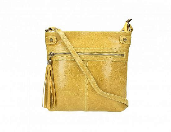 Leather Cross-body | crushed texture | Yellow