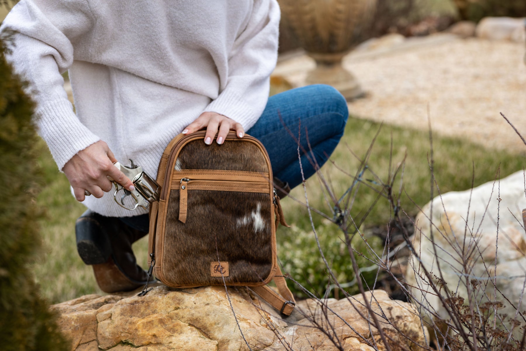Daisy, Leather Concealed Carry Backpack or Sling